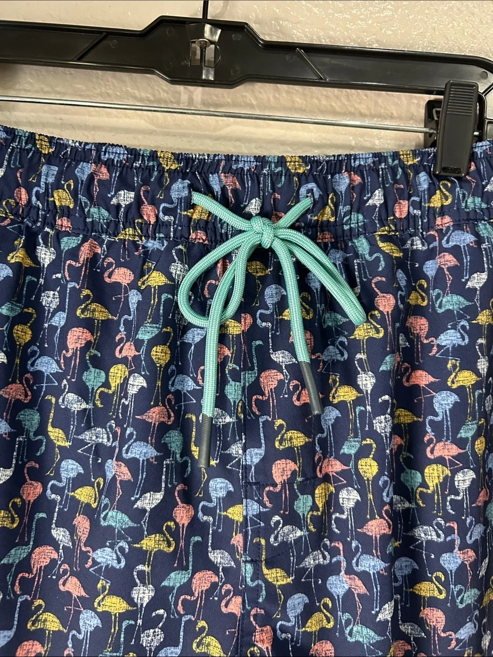 Rowm Men’s Navy Flamingo Swim Shorts with Mint Lining Sz XL Summer Casual TC0225